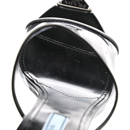 Prada Plexiglass Calfskin Metal Triangle Logo 75mm Slide Sandals 37 Black 9 of 12