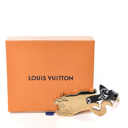 Louis Vuitton Catogram Flying Cat Bag Charm Key Holder Gold Black 4 of 4