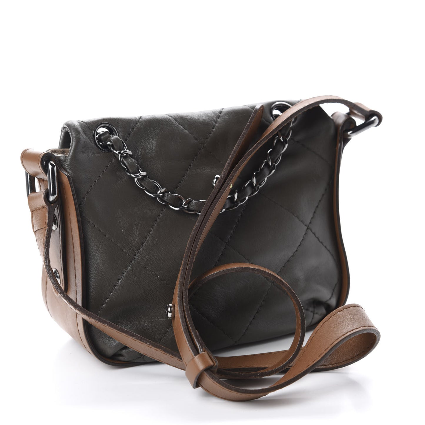 Calfskin Country Chic Mini Flap Dark Grey