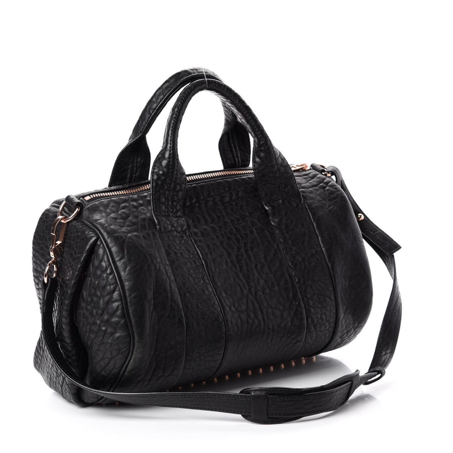 Pebbled Lambskin Rocco Black Rose Gold Hardware