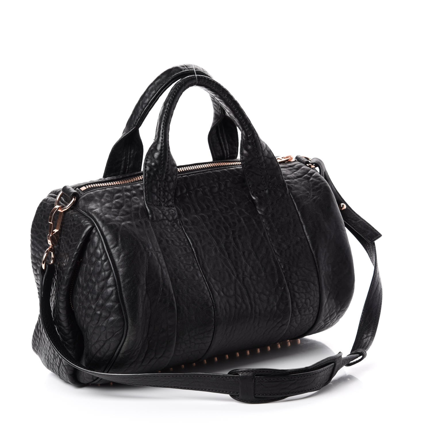 Alexander Wang Pebbled Lambskin Rocco Black Rose Gold Hardware 4 of 10