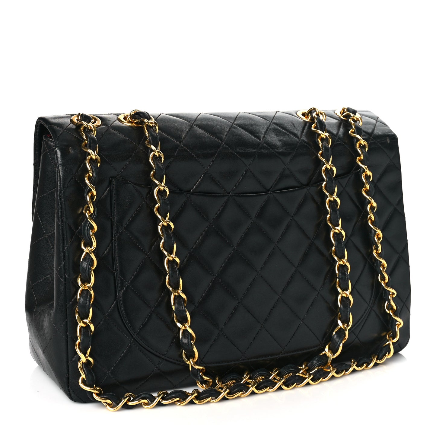 Lambskin Quilted XL Jumbo Single Flap Black