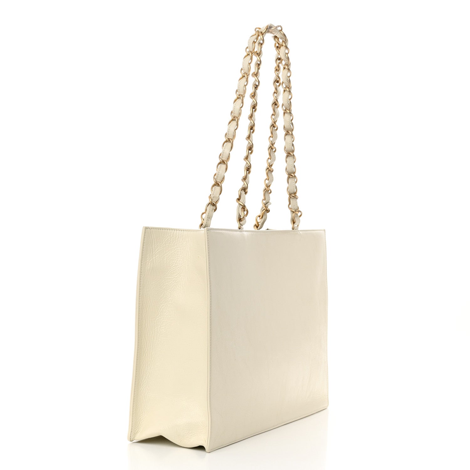 Chanel Shiny Aged Calfskin Shopping Bag White 3 of 19