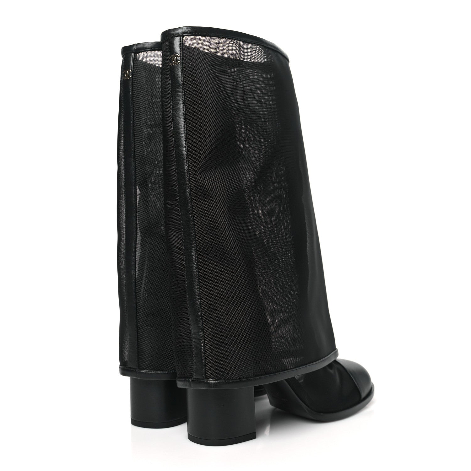 Chanel Mesh Lambskin Cap Toe Ankle Boots 38.5 Black 4 of 8