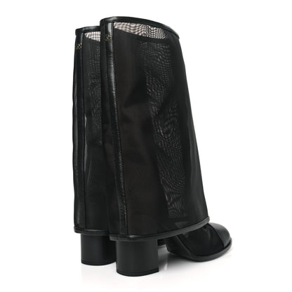 Chanel Mesh Lambskin Cap Toe Ankle Boots 38.5 Black 4 of 8