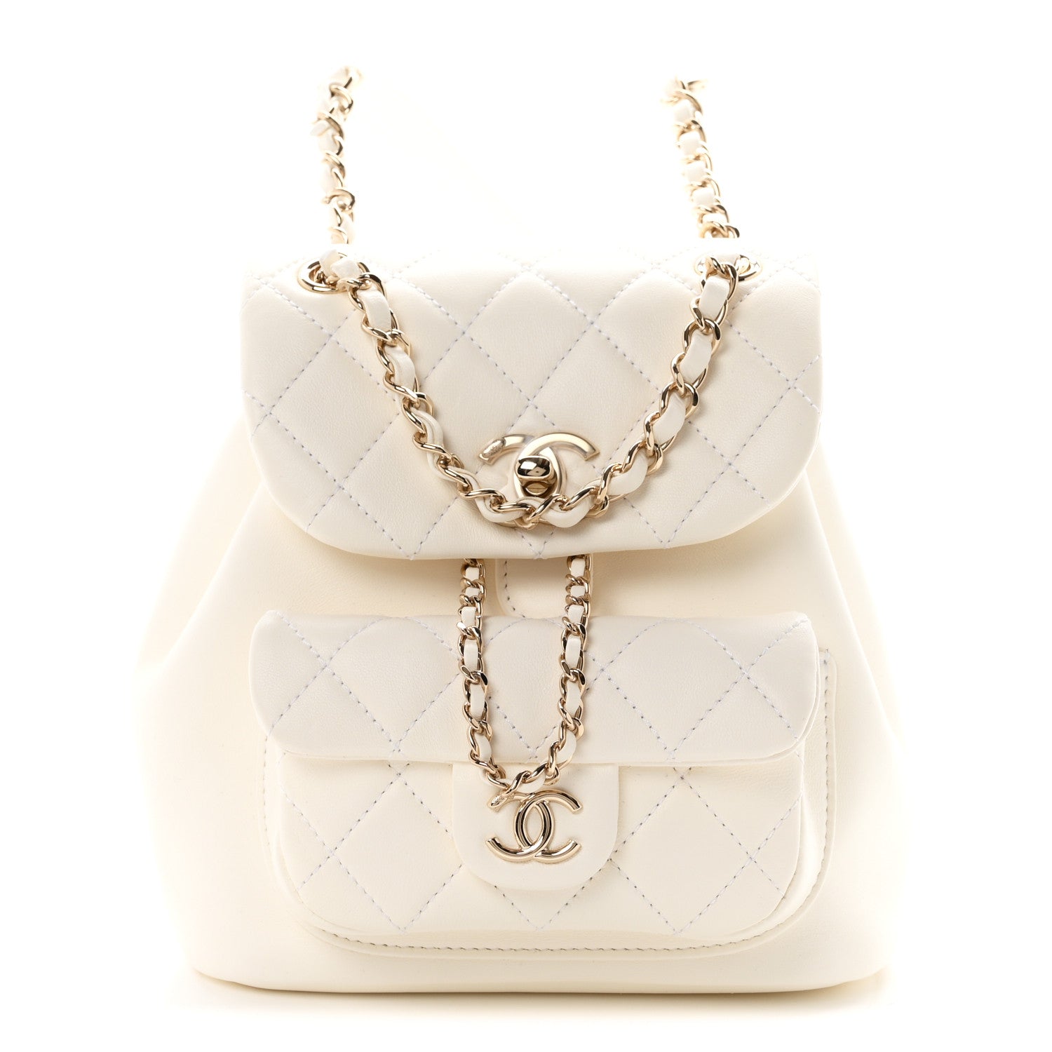 Chanel Lambskin Quilted Small Duma Drawstring Backpack White 1 of 10
