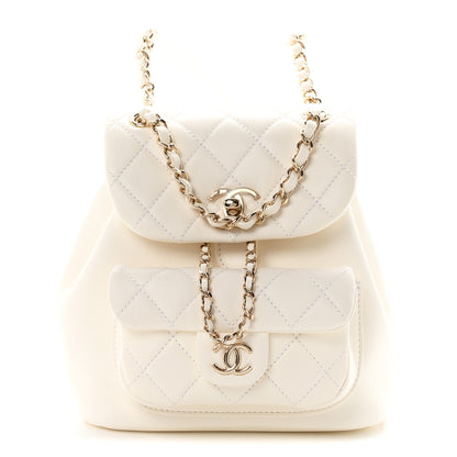 Chanel Lambskin Quilted Small Duma Drawstring Backpack White 1 of 10