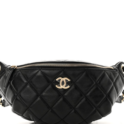 Chanel Lambskin Quilted Waist Bag Fanny Pack Black 8 of 11