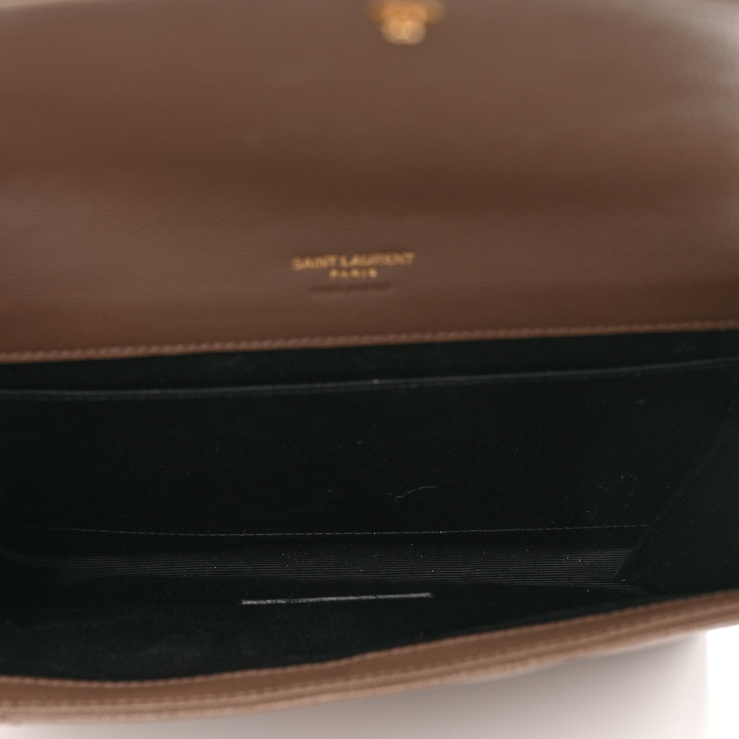 Saint Laurent Grain De Poudre Matelasse Chevron Monogram Envelope Clutch Dark Beige 5 of 8