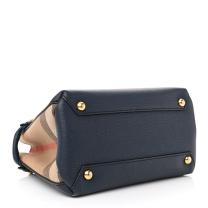 Burberry Grainy Calfskin House Check Baby Banner Tote Ink Blue 3 of 9