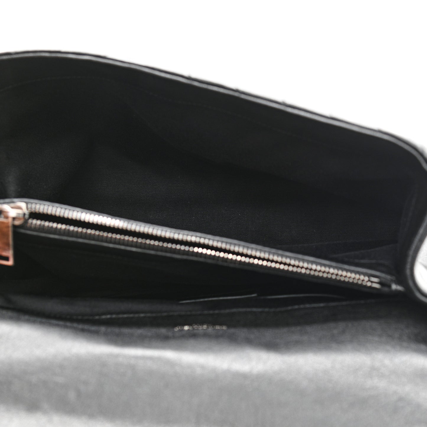Sheepskin Matelasse Chevron Monogram Large College Satchel Black