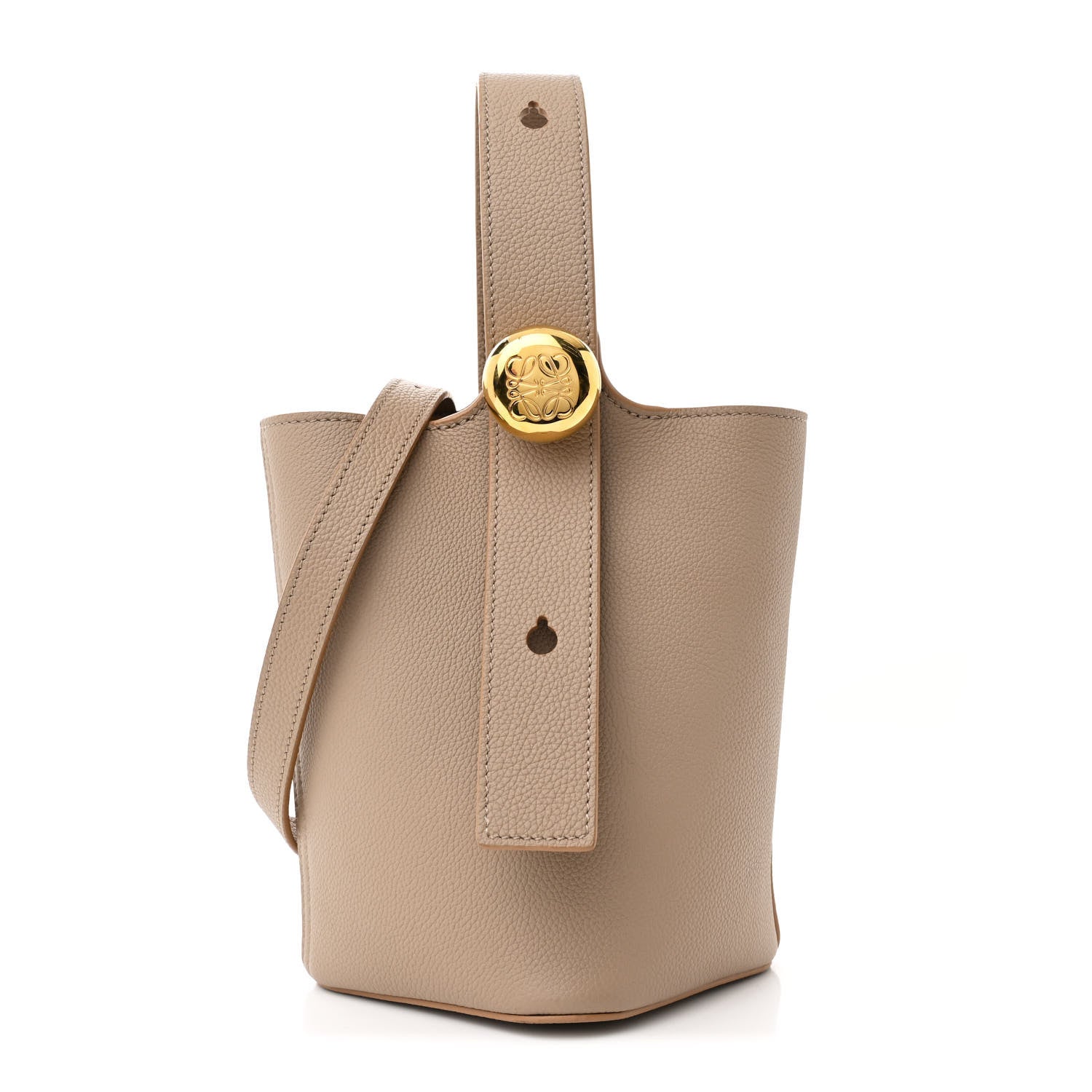 Loewe Soft Grained Calfskin Mini Pebble Bucket Bag Oak 1 of 9