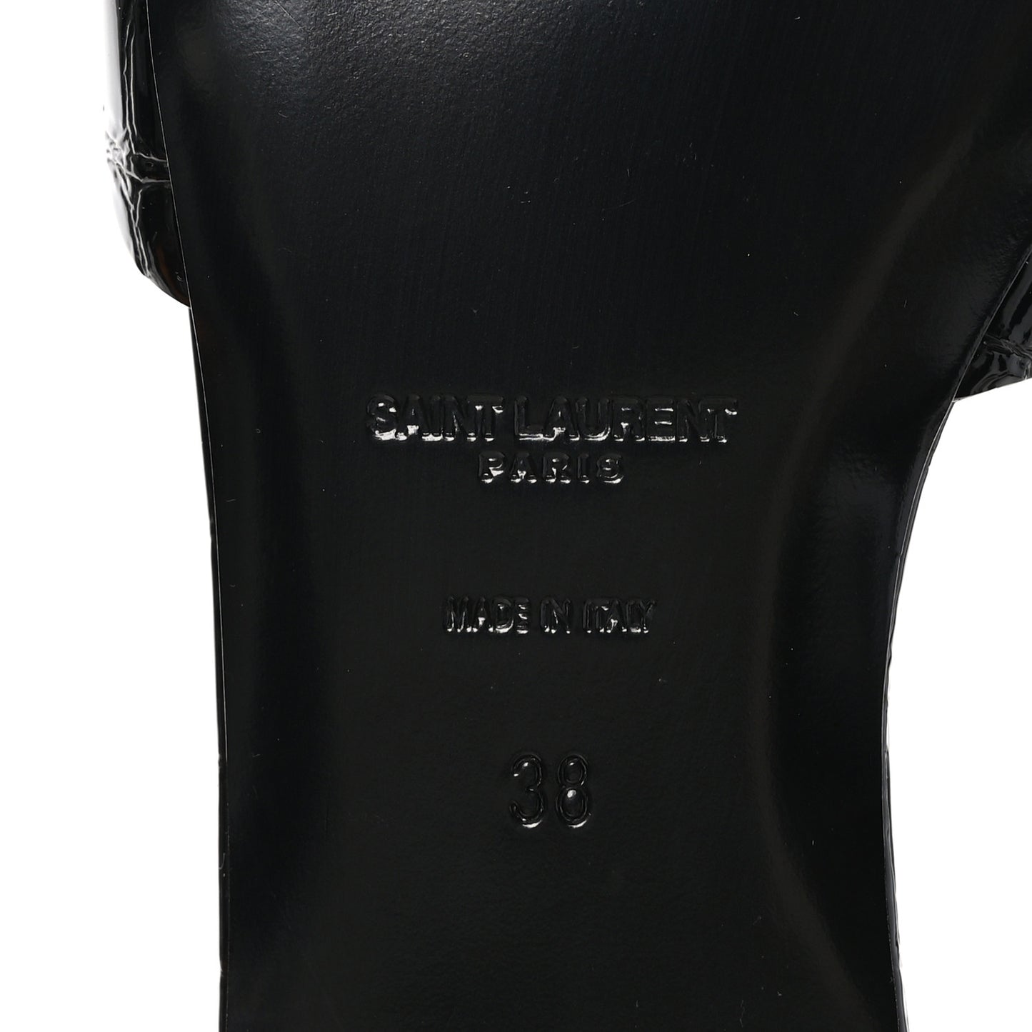 Patent Croc Embossed Tribute 05 Slide Sandals 38 Black