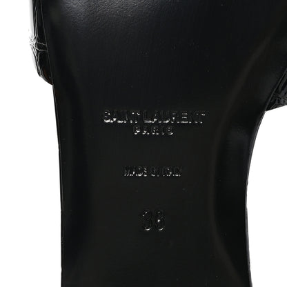Saint Laurent Patent Croc Embossed Tribute 05 Slide Sandals 38 Black 7 of 10
