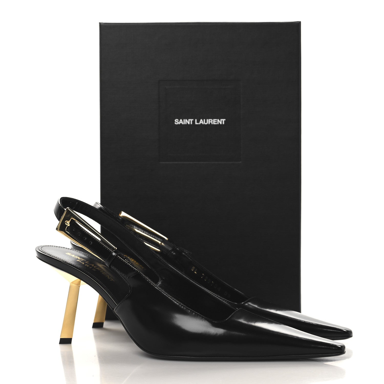 Saint Laurent Vitello Marilyn Lee 75 Slingback Pumps 39 Black 10 of 10