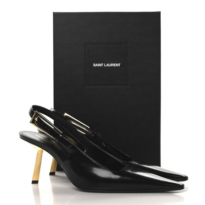 Saint Laurent Vitello Marilyn Lee 75 Slingback Pumps 39 Black 10 of 10