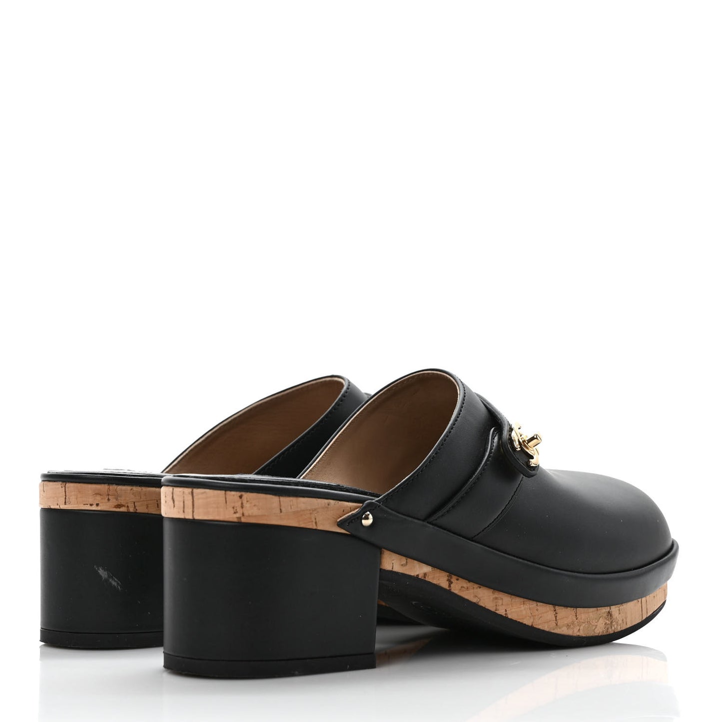 Calfskin CC Turn Lock Clogs 38 Black