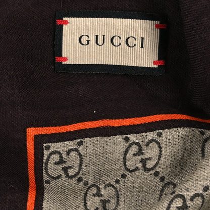 Gucci Modal Silk GG Monogram Big Gold Horsebit Fringe Shawl Beige Brown Orange 2 of 3
