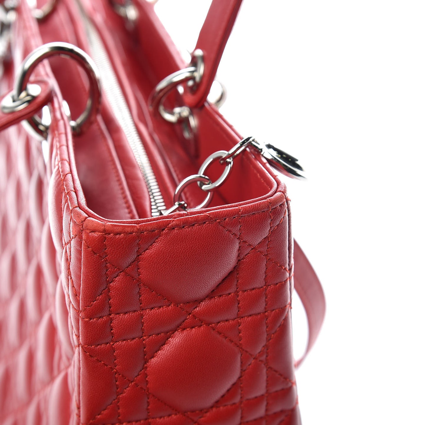 Lambskin Cannage Large Lady Dior Red