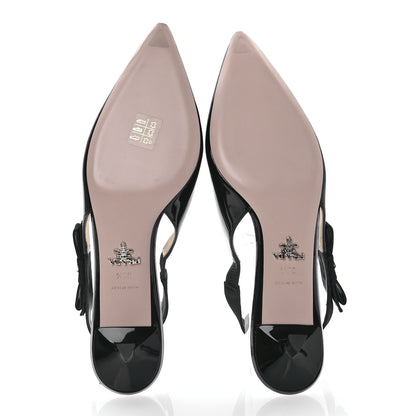 Prada Patent Logo Slingback Pumps 39.5 Black 5 of 8