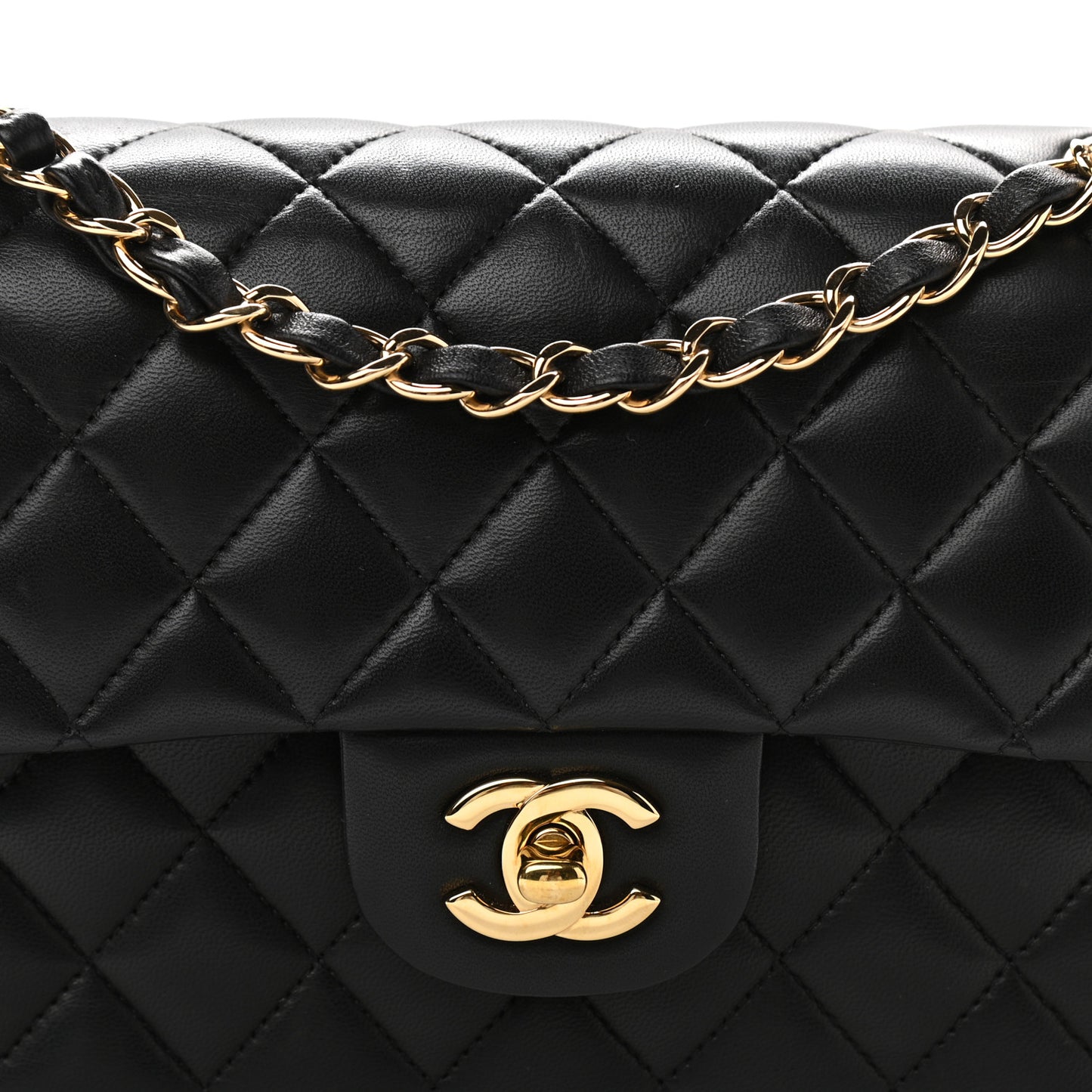 Lambskin Quilted Small Double Flap Black