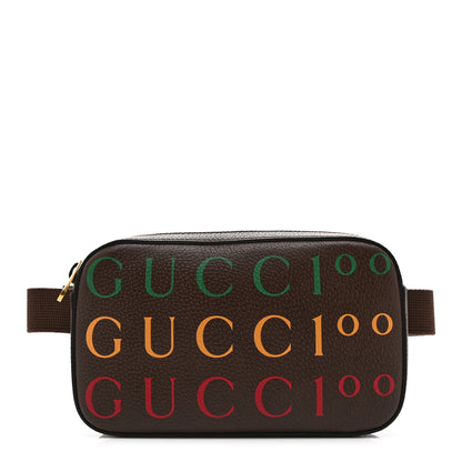 Gucci Textured Dollar Calfskin Gucci 100 Aria Belt Bag 80 32 New Acero Multicolor 1 of 11