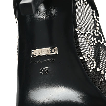 Gucci Tela Retino Kid Scamosciato Crystal GG Monogram Square G 95mm Slide Sandals 35 Black 7 of 9