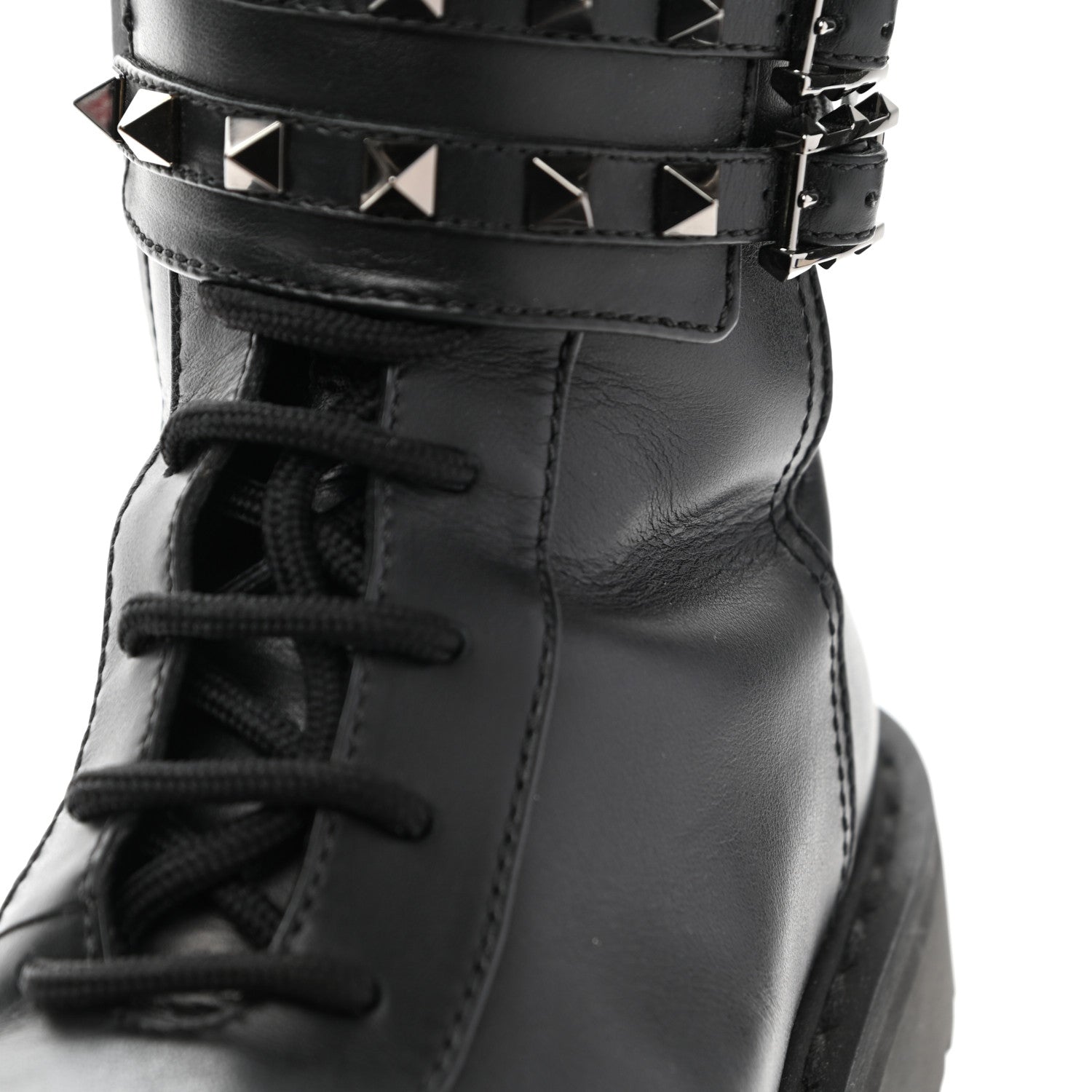 Valentino Garavani Calfskin Rockstud 20mm Combat Boots 36 Black 10 of 14