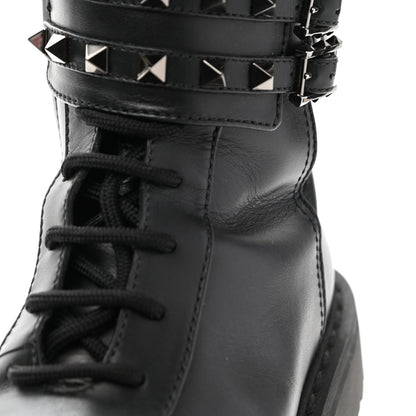 Valentino Garavani Calfskin Rockstud 20mm Combat Boots 36 Black 10 of 14