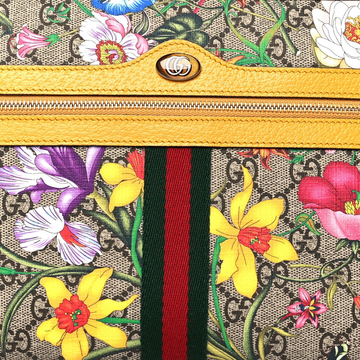 Gucci GG Supreme Monogram Flora Large Ophidia Pouch Clutch Beige Multicolor Crop 8 of 9