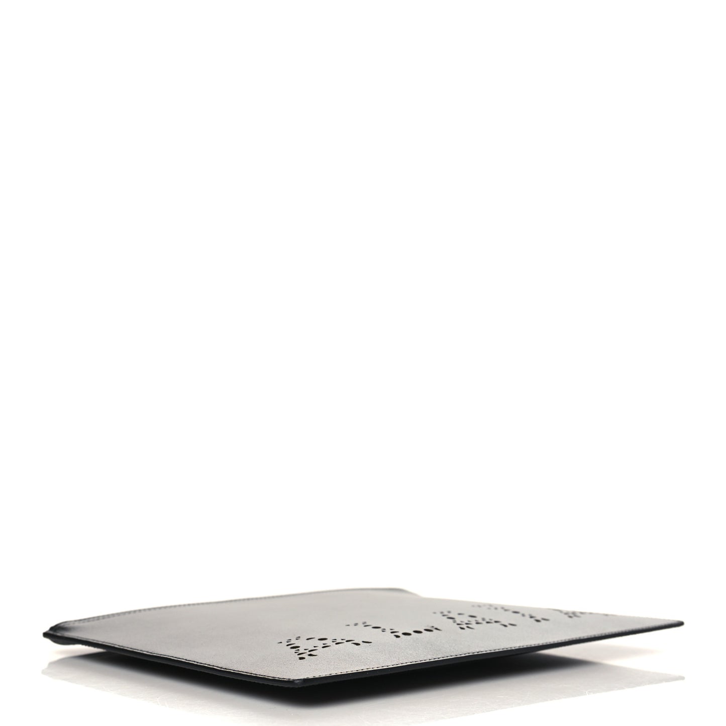 Calfskin Laser Cut Logo Pouch Black