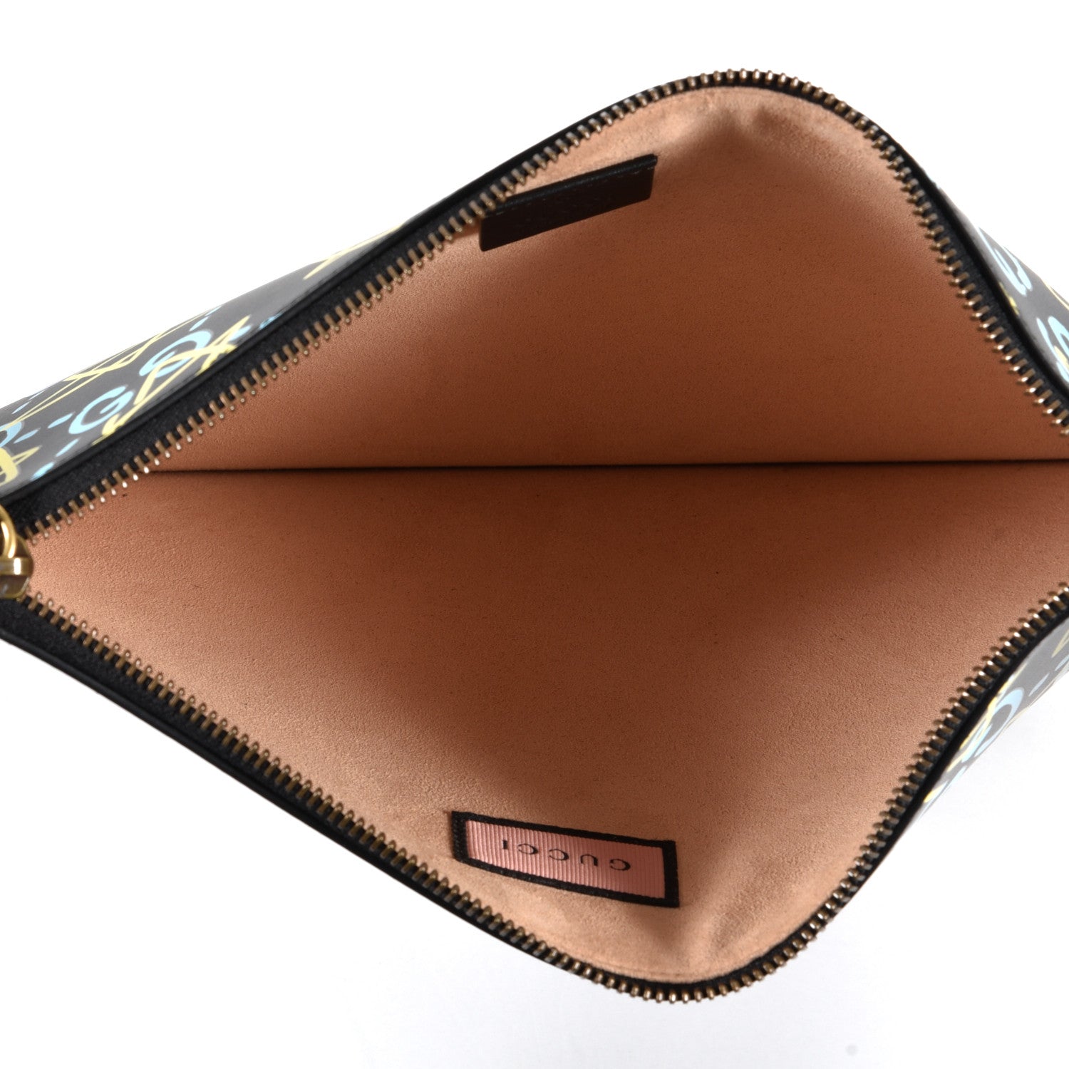 Gucci Calfskin GucciGhost Print Pouch Black New Acquamarine 4 of 6