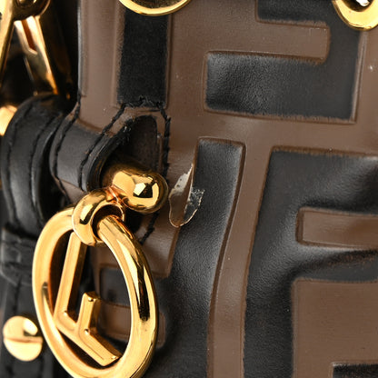 Fendi Vitello Liberty F is Fendi Bi-Color FF 1974 Embossed Mini Mon Tresor Bucket Bag Maya Black 12 of 13