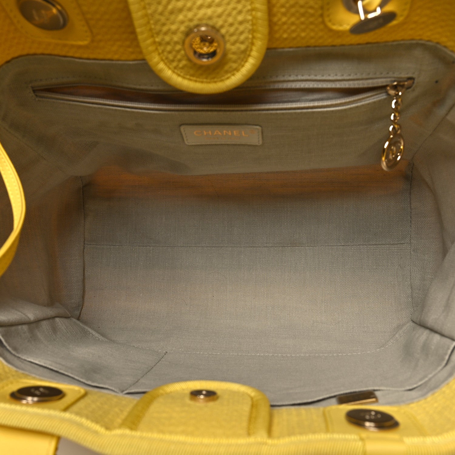 Chanel Mixed Fibers Small Deauville Tote Yellow 6 of 17