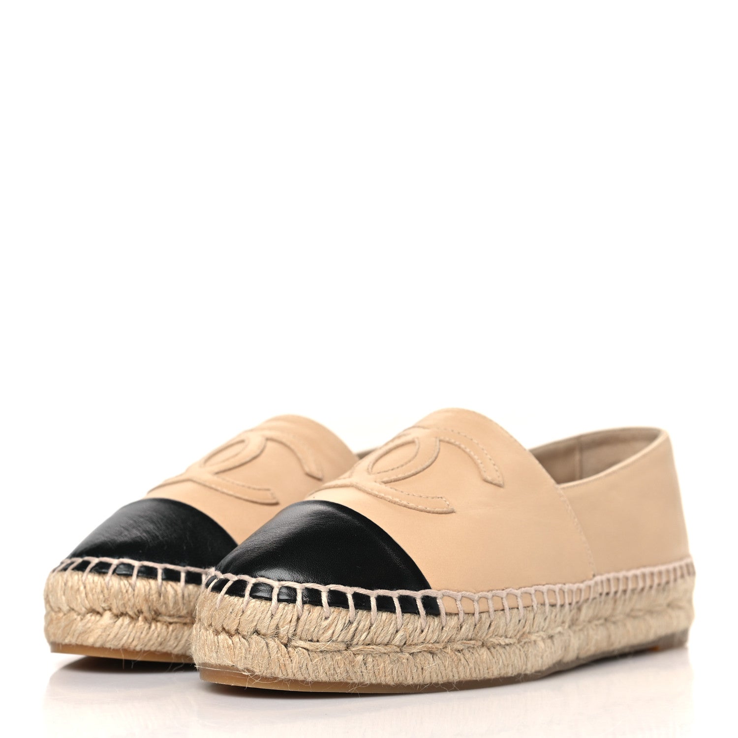 Chanel Lambskin CC Espadrilles 36 Beige Black 3 of 9