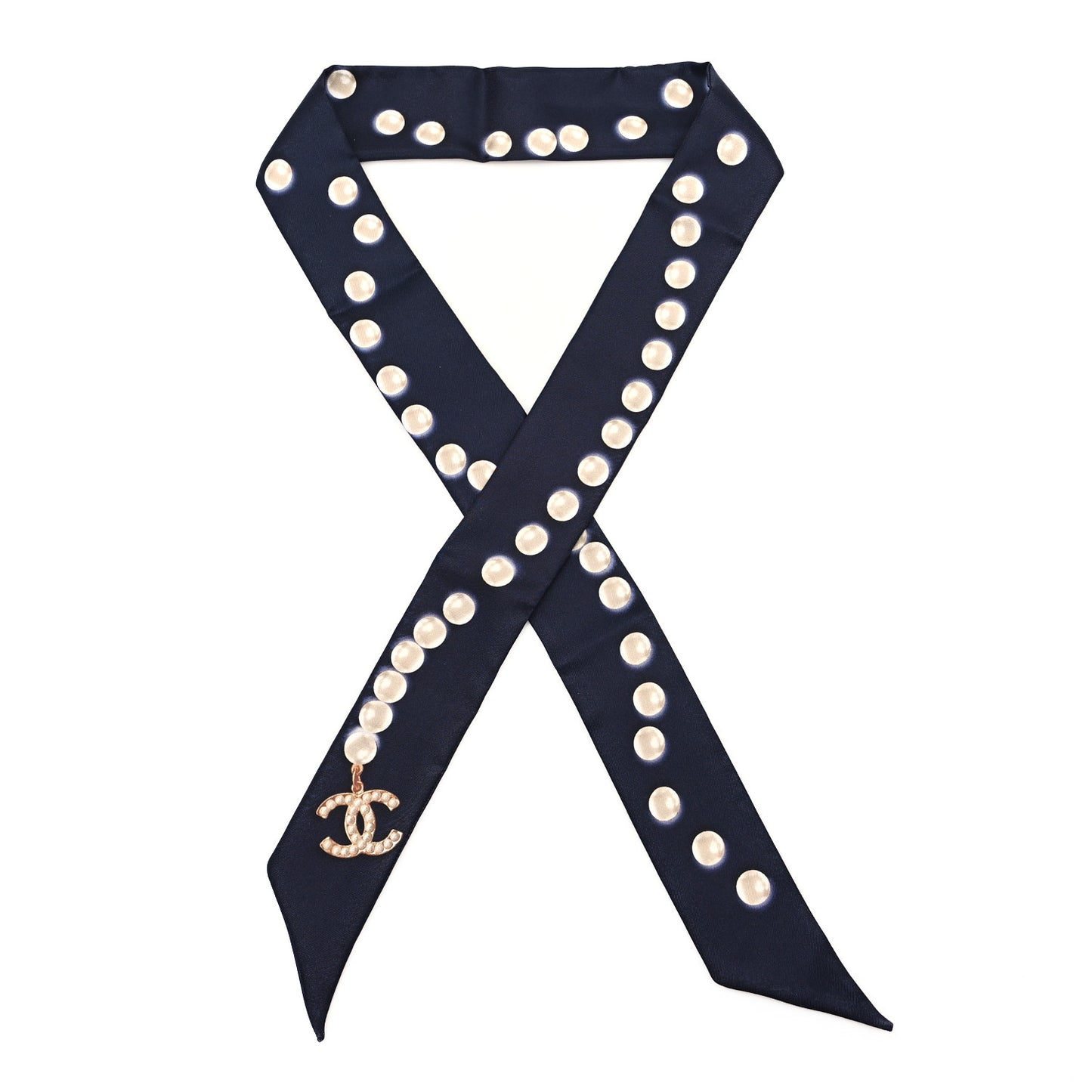 Silk Pearl CC Slim Bandeau Scarf Dark Navy