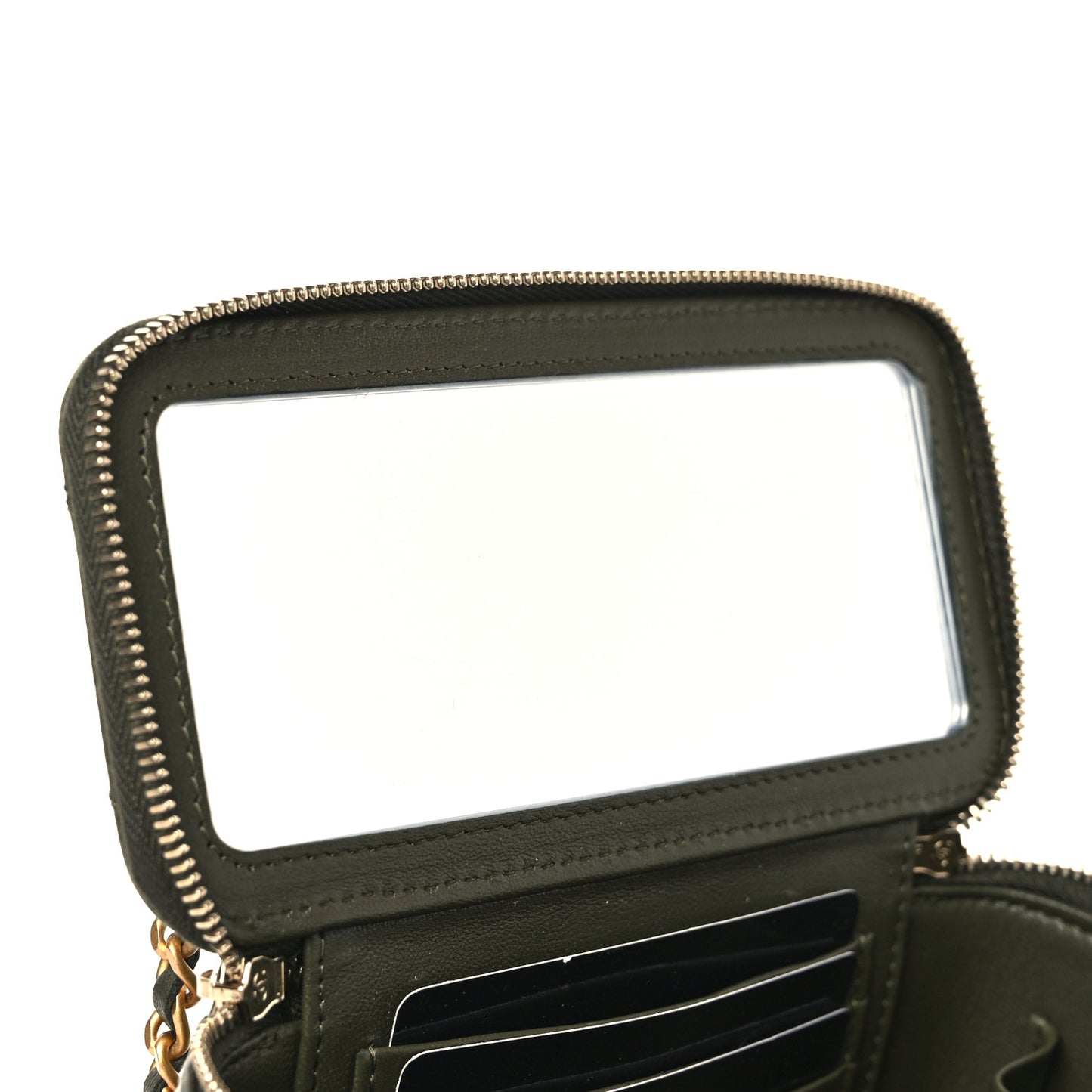 Lambskin Quilted Pick Me Up Vanity Case Khaki