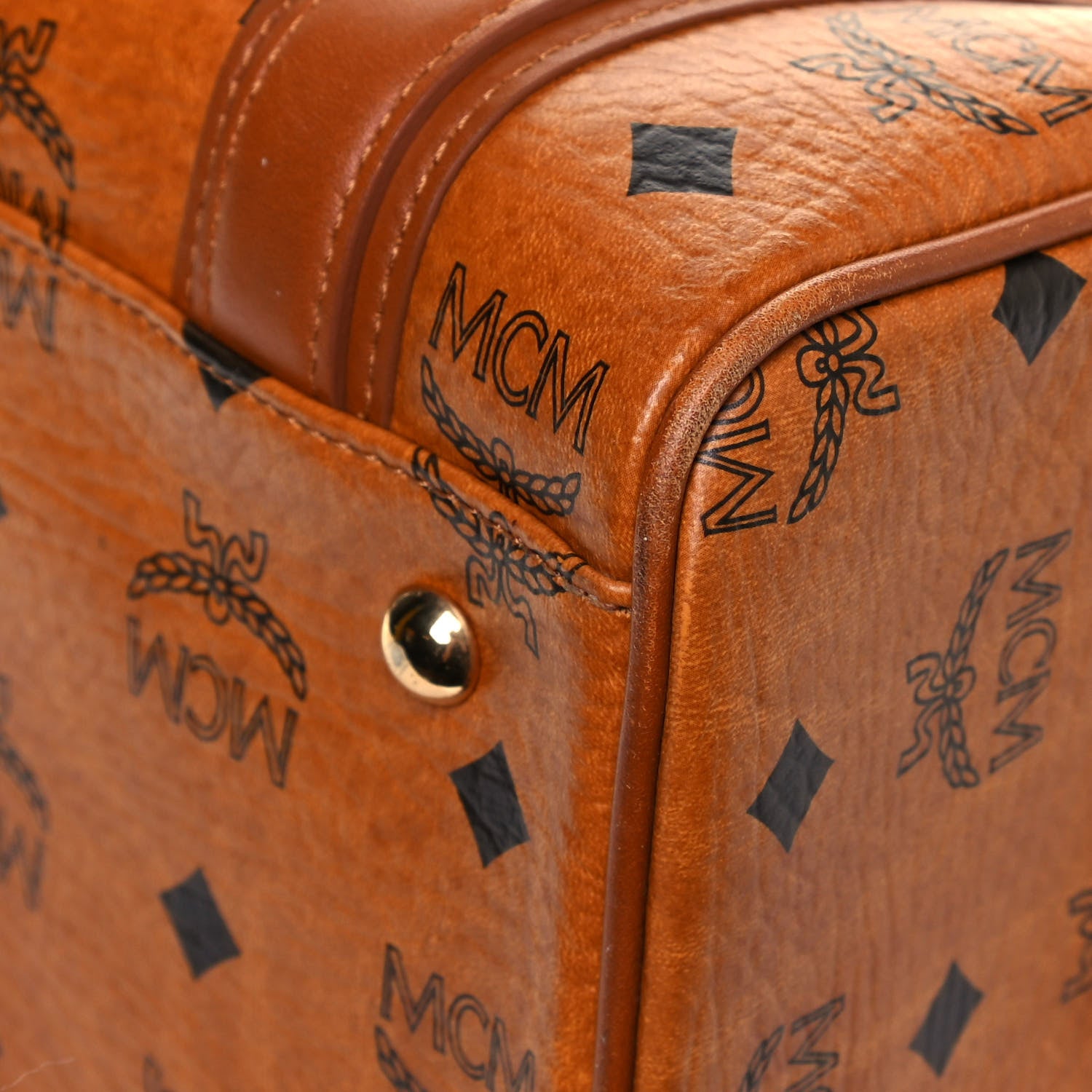 MCM Visetos Mini Boston Bag Cognac 5 of 16