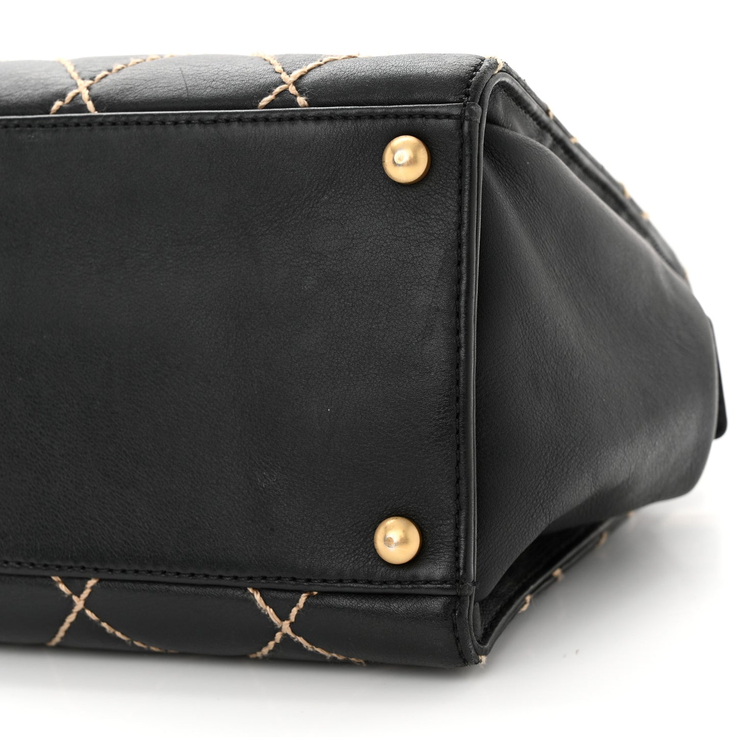 Calfskin Wild Stitch Medium Tote Black