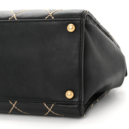 Chanel Calfskin Wild Stitch Medium Tote Black 10 of 11