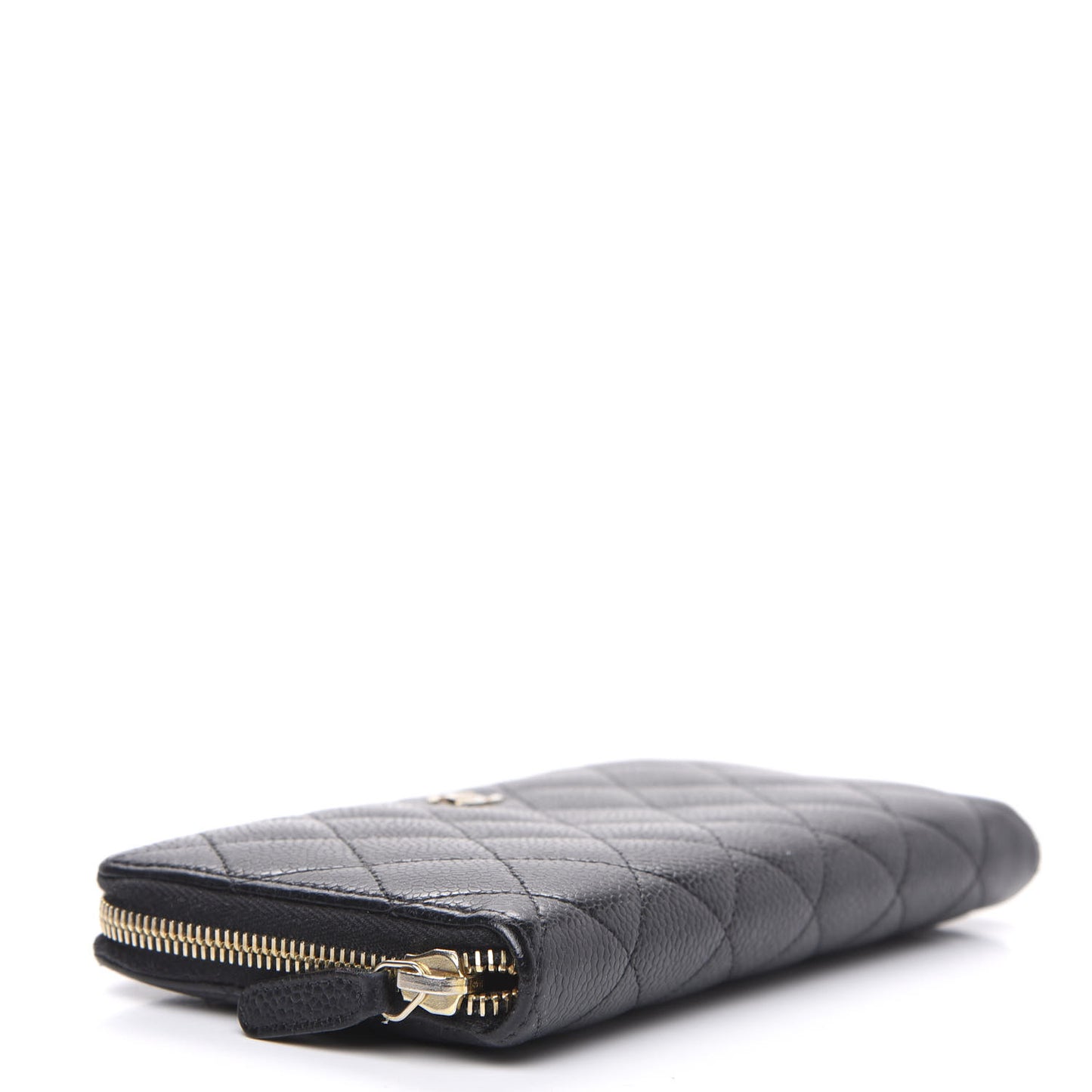 Caviar Quilted Large Gusset Zip Around Wallet Black