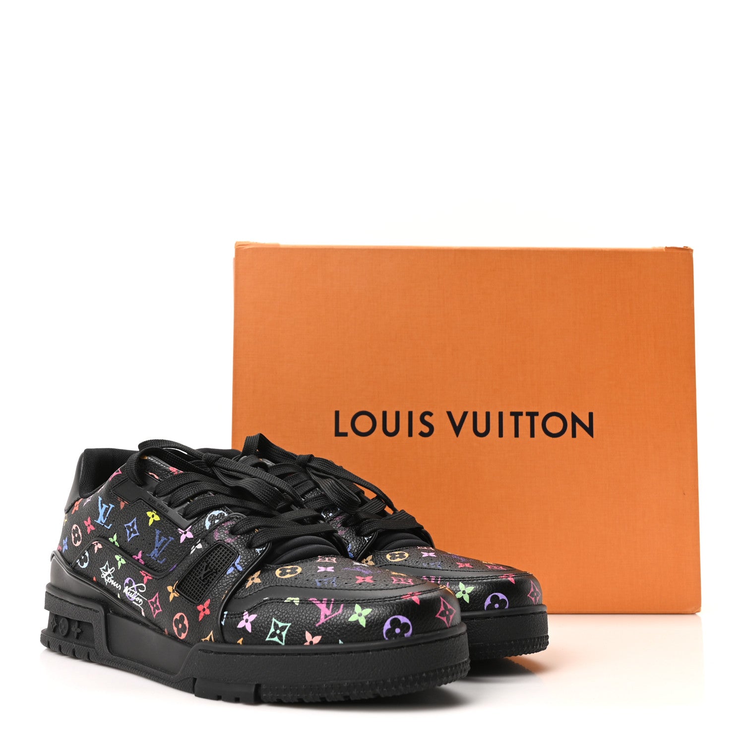 Louis Vuitton LV X TM Calfskin Monogram Multicolor LV Trainer Sneakers 8 Black 10 of 10