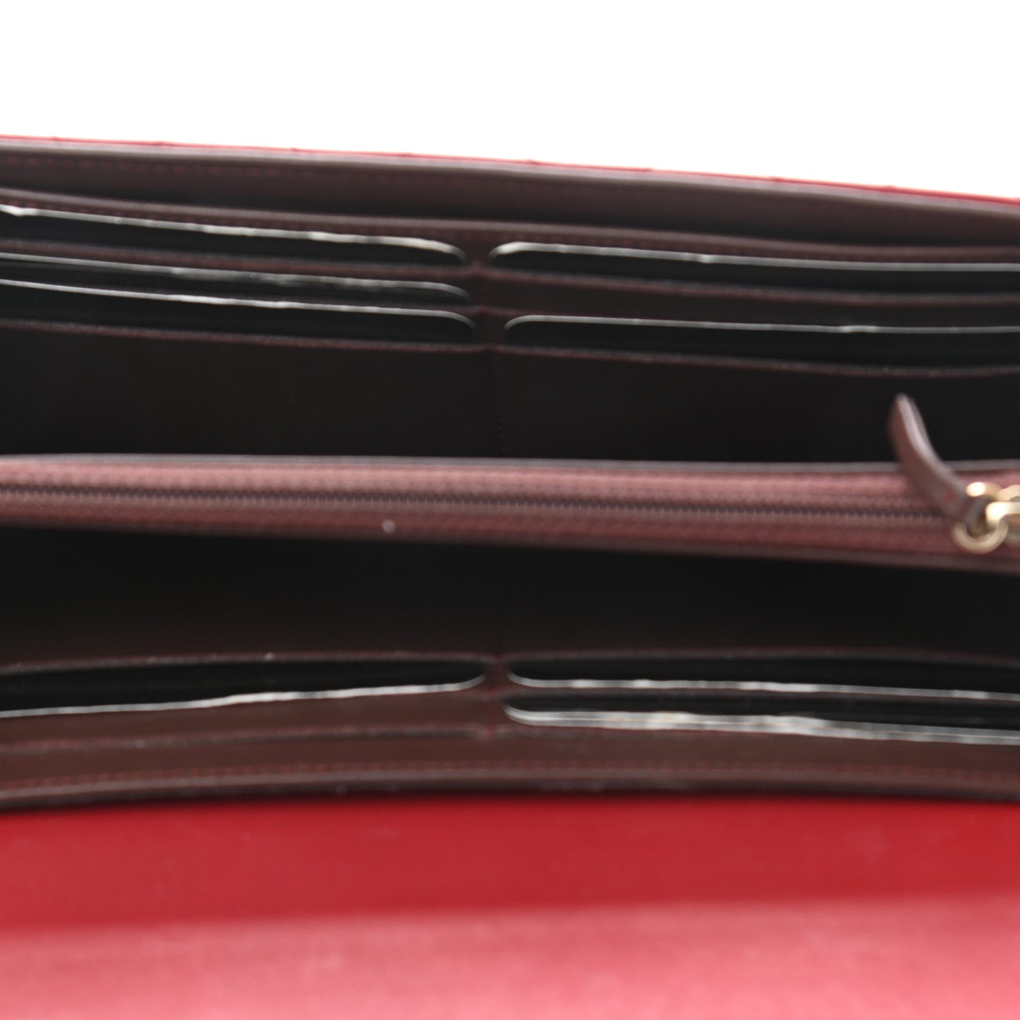 Lambskin Quilted Trendy CC Large Gusset Flap Wallet Dark Red