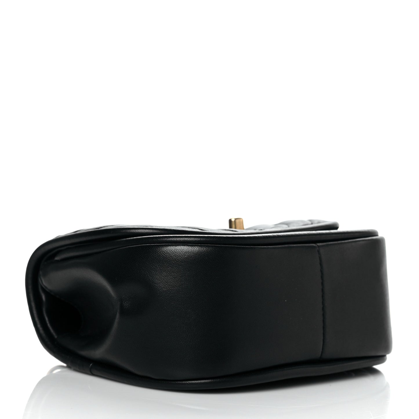 Lambskin Reverse Chevron Quilted Mini Round Top Handle Flap Black