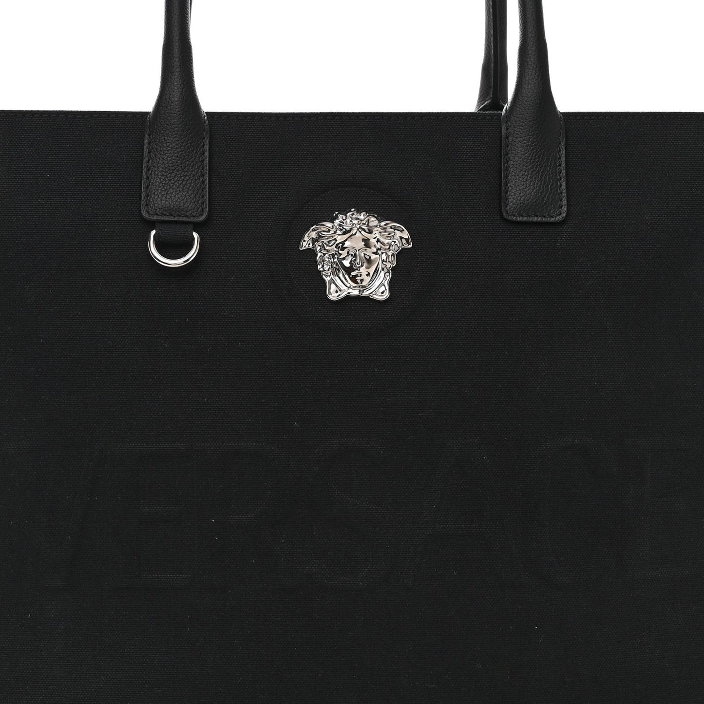 Canvas Calfskin Large La Medusa Tote Bag Black