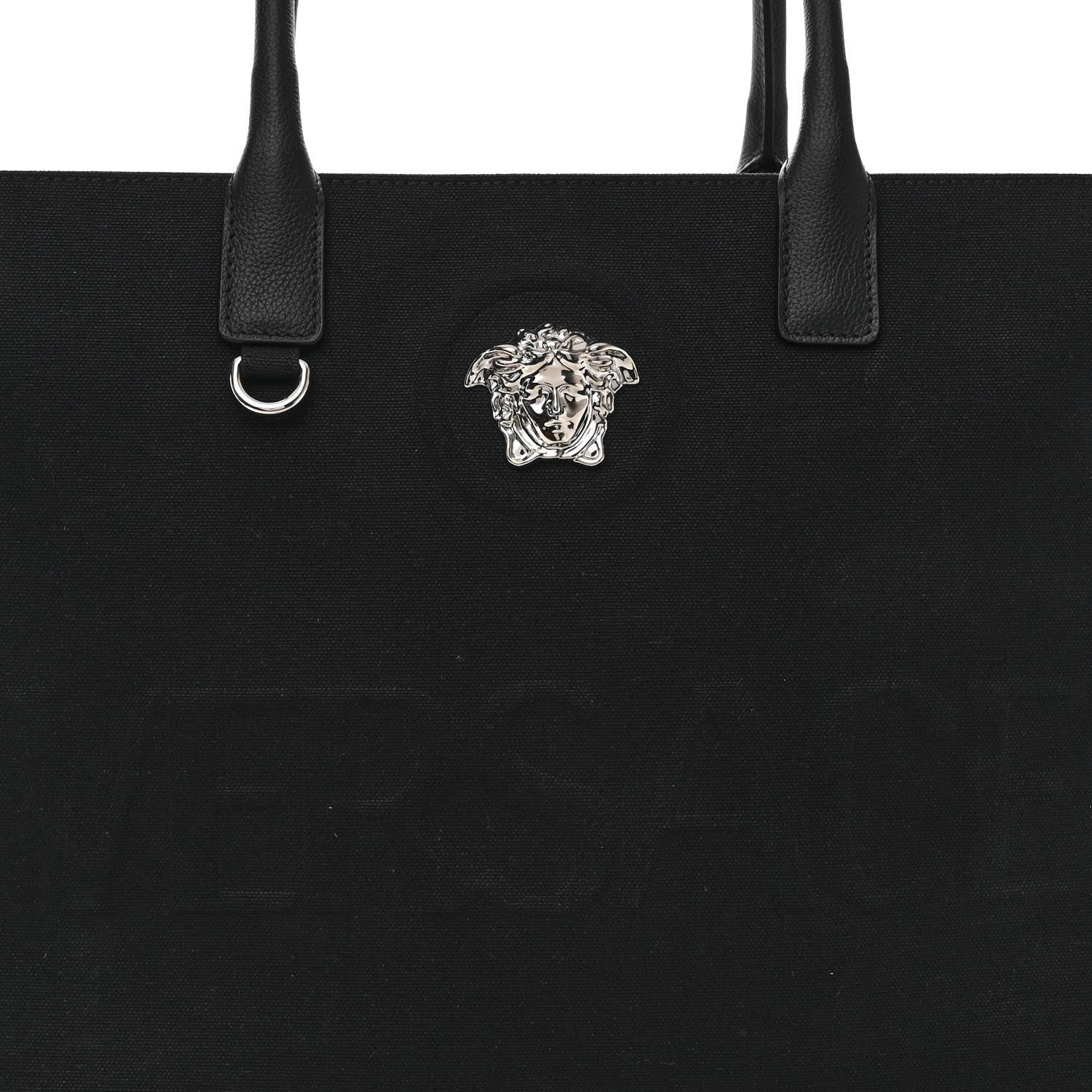 Versace Canvas Calfskin Large La Medusa Tote Bag Black 7 of 11