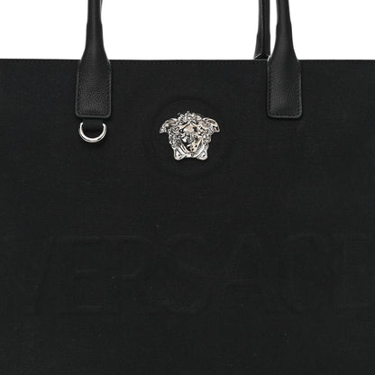 Versace Canvas Calfskin Large La Medusa Tote Bag Black 7 of 11