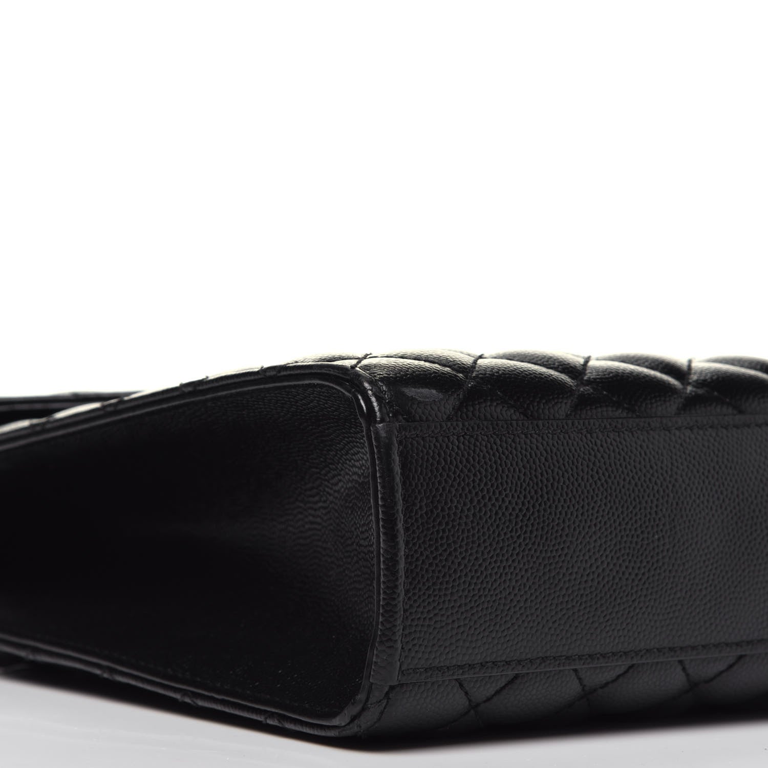 Saint Laurent Grain De Poudre Textured Mixed Matelasse Large Triquilt Monogram Monochrome Satchel Black 9 of 11