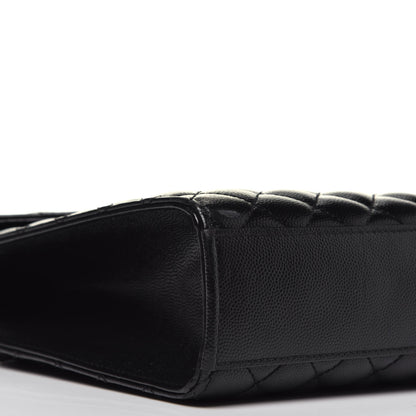 Saint Laurent Grain De Poudre Textured Mixed Matelasse Large Triquilt Monogram Monochrome Satchel Black 9 of 11