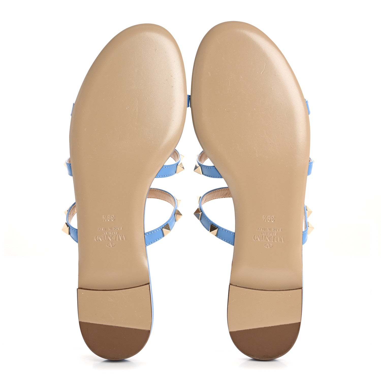 Valentino Garavani Nappa Rockstud Caged Flat Slide Sandals 39.5 Denim 6 of 10